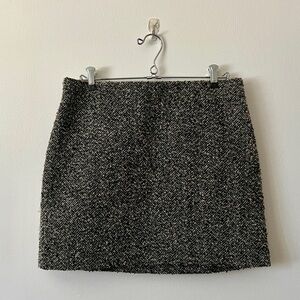 Classic Black and White Tweed Mini Skirt